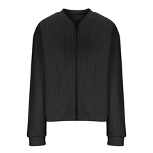 Load image into Gallery viewer, Casual Jacket For Women Fall Winter V-Neck Solid Color Cable Knitted Coat Zipper Long Sleeve Loose Sweatshirt
