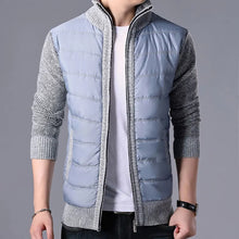 Load image into Gallery viewer, Men's CardiganFashion Patchwork knitted Zipper Stand Collar Thick Jackets