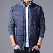 Load image into Gallery viewer, Men's CardiganFashion Patchwork knitted Zipper Stand Collar Thick Jackets