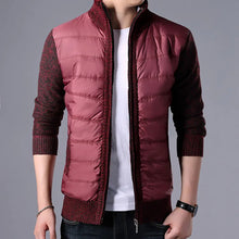 Load image into Gallery viewer, Men's CardiganFashion Patchwork knitted Zipper Stand Collar Thick Jackets