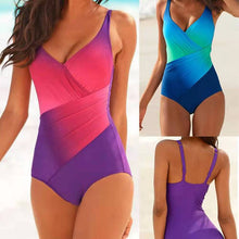Load image into Gallery viewer, Bikini Rainbow Gradient Plus Size Traje de baño de una pieza - España