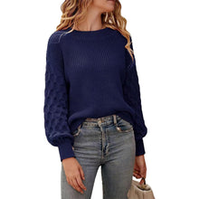 Load image into Gallery viewer, Women's Pullover Crew Neck Sweater Casual Long Sleeve Loose Chunky Knit Jumper Blouse Tops