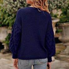 Load image into Gallery viewer, Women's Pullover Crew Neck Sweater Casual Long Sleeve Loose Chunky Knit Jumper Blouse Tops
