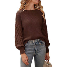 Load image into Gallery viewer, Women's Pullover Crew Neck Sweater Casual Long Sleeve Loose Chunky Knit Jumper Blouse Tops