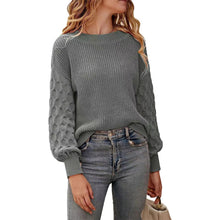 Load image into Gallery viewer, Women's Pullover Crew Neck Sweater Casual Long Sleeve Loose Chunky Knit Jumper Blouse Tops