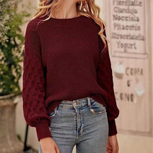Load image into Gallery viewer, Women's Pullover Crew Neck Sweater Casual Long Sleeve Loose Chunky Knit Jumper Blouse Tops
