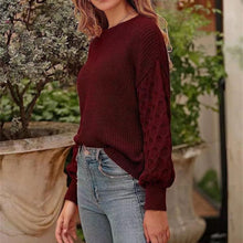 Load image into Gallery viewer, Women's Pullover Crew Neck Sweater Casual Long Sleeve Loose Chunky Knit Jumper Blouse Tops