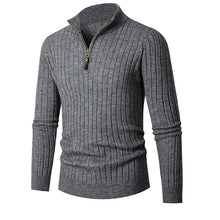 Load image into Gallery viewer, Men's Solid Cable Casual Zip Stand Collar Sweater