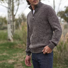Load image into Gallery viewer, Mens Soft Wool Knit Half Zip Funnel Neck Jumper Sweater Top