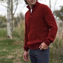 Load image into Gallery viewer, Mens Soft Wool Knit Half Zip Funnel Neck Jumper Sweater Top