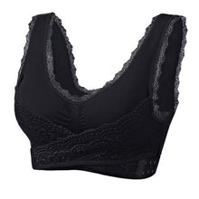 Load image into Gallery viewer, Women's Plus Size Lace Wide Straps Wireless Bra Front Closure Push Up Bras