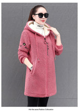 Load image into Gallery viewer, Casualmente largo, acolchoado e com casaco espesso de comprimento médio