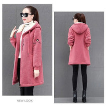 Load image into Gallery viewer, Casualmente largo, acolchoado e com casaco espesso de comprimento médio