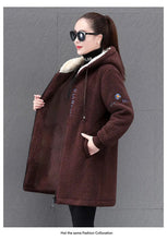 Load image into Gallery viewer, Casualmente largo, acolchoado e com casaco espesso de comprimento médio