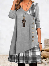 Load image into Gallery viewer, Ladies Casual Long Sleeve Patchwork Dress