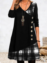 Load image into Gallery viewer, Ladies Casual Long Sleeve Patchwork Dress