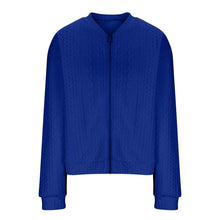 Load image into Gallery viewer, Casual Jacket For Women Fall Winter V-Neck Solid Color Cable Knitted Coat Zipper Long Sleeve Loose Sweatshirt
