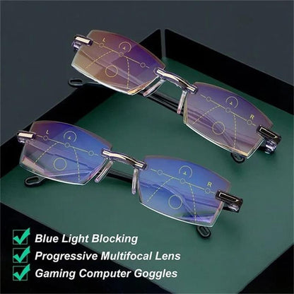 Sapphire High Hardness Anti Blue Light Intelligent Dual Focus Reading Glasses-DE