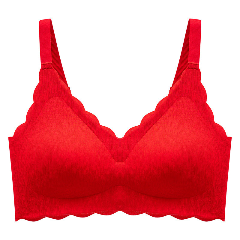 Women's Summer Thin No Steel Ring Underwear Gathered Seamless Full-Coverage T-Shirt Bra