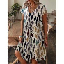 Load image into Gallery viewer, Vestido de manga corta con escote en pico y estampado holgado - España
