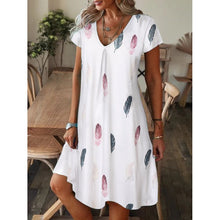 Load image into Gallery viewer, Vestido de manga corta con escote en pico y estampado holgado - España
