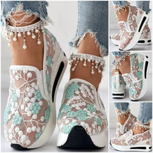 Load image into Gallery viewer, 2024 principios de la primavera nueva malla zapatos individuales señaló muffin grueso fondo zapatos casuales bordados zapatos de las mujeres
