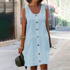 Envío gratis🔥Vestido sexy casual de cuello en U de color sólido para mujer - España Success - España