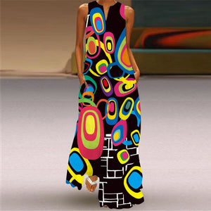 Vestido retro estampado en cuello V