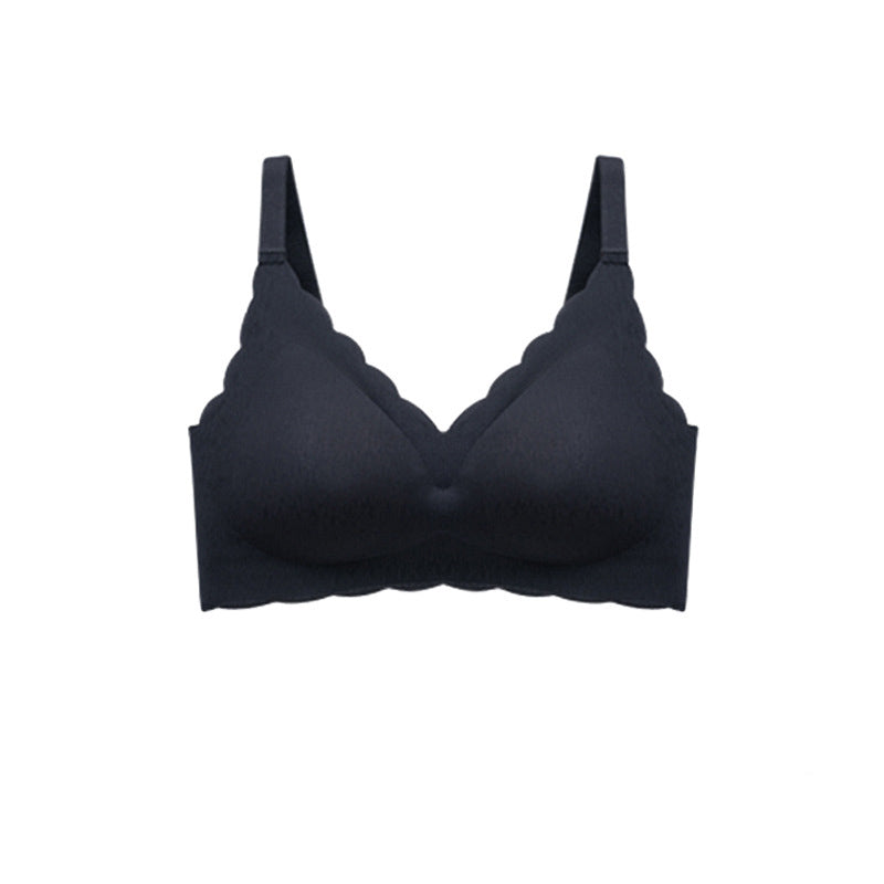 Women's Summer Thin No Steel Ring Underwear Gathered Seamless Full-Coverage T-Shirt Bra