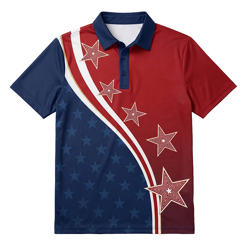 USA 250th Anniversary Print Casual Polo Shirt