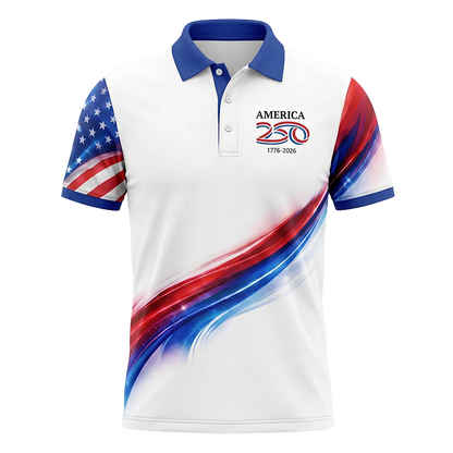 USA 250th Anniversary Print Casual Polo Shirt