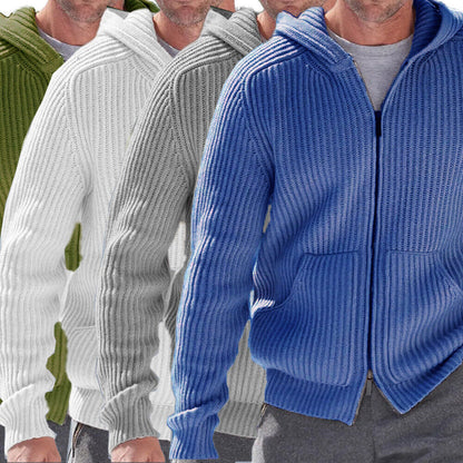 Men Hooded Knitted Sweater Jumper Cardigan Outwear Hooide Casual Long Sleeve Top