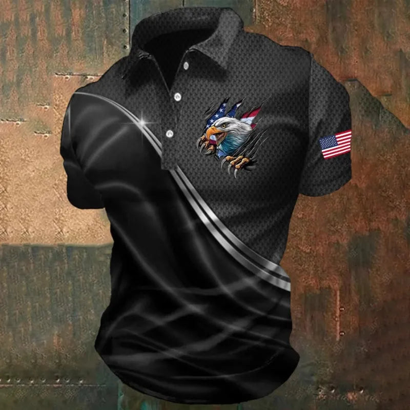 Men's American 250th Anniversary Print Casual Polo Shirt