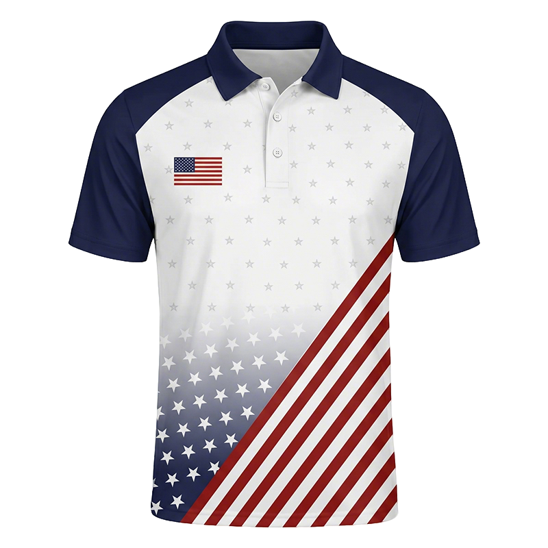 USA 250th Anniversary Print Casual Polo Shirt