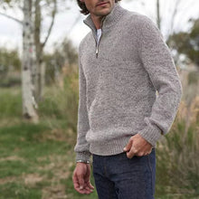 Load image into Gallery viewer, Mens Soft Wool Knit Half Zip Funnel Neck Jumper Sweater Top
