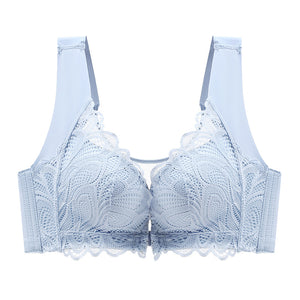 Lace backless seamless front button bra