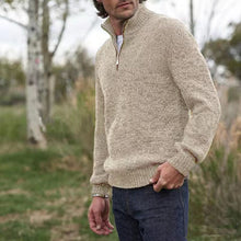 Load image into Gallery viewer, Mens Soft Wool Knit Half Zip Funnel Neck Jumper Sweater Top

