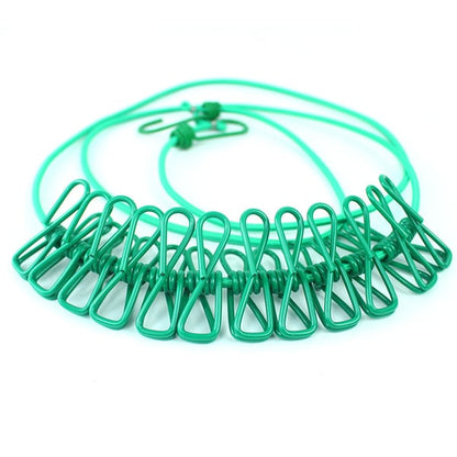 Portable Clothesline (Home, Outdoor, Camping with 12 Clips)